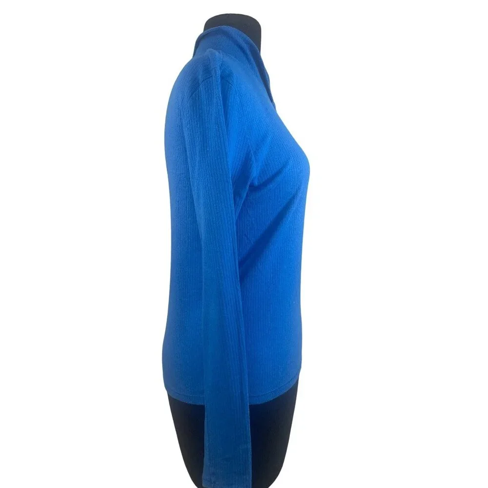 Michael Michael Kors Womens Size Small Ribbed Pullover Top Blue Long Sleeve - Picture 8 of 9